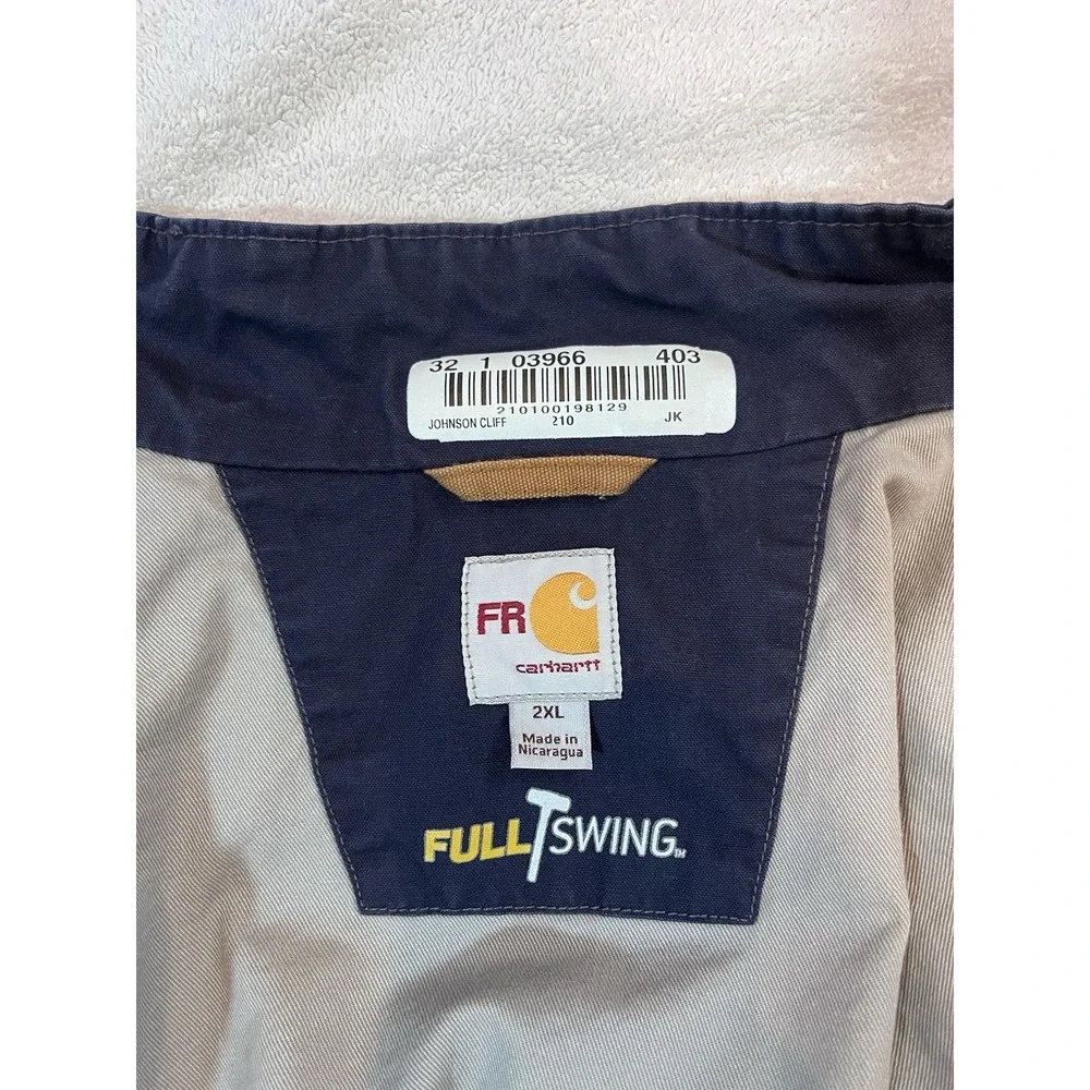 Carhartt Mens 2XL Navy FR CAT2 Full Swing Quick Duck Blue‎ Jacket 102179
